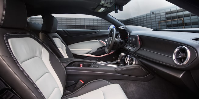 Black & White Leather Interior of the Camaro