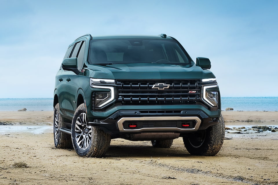 View of the Front Seats, Steering Wheel, and Infotainment System in the 2025 Chevrolet Tahoe SUV